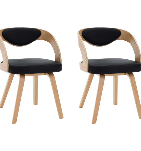 Esszimmerstühle 2 Stk. Schwarz Bugholz und Kunstleder