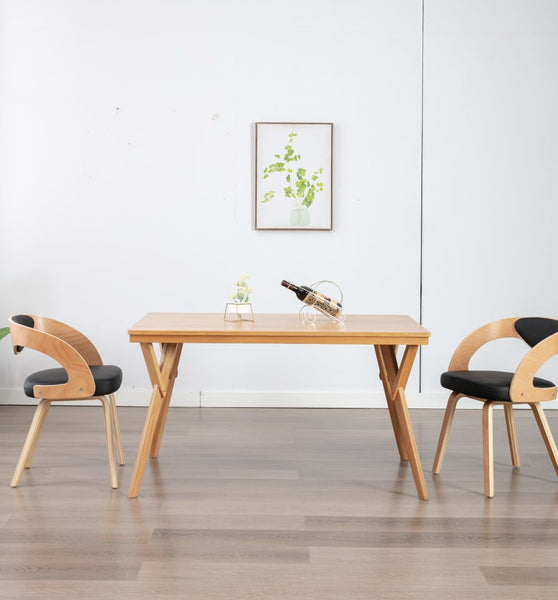 Esszimmerstühle 2 Stk. Schwarz Bugholz und Kunstleder