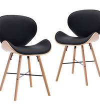 Esszimmerstühle 2 Stk. Schwarz Kunstleder und Bugholz