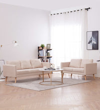 2-tlg. Sofagarnitur Stoff Cremeweiß