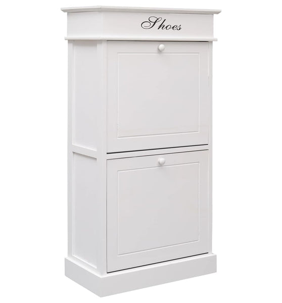 Schuhschrank Weiß 50 x 28 x 98 cm Paulownia Holz