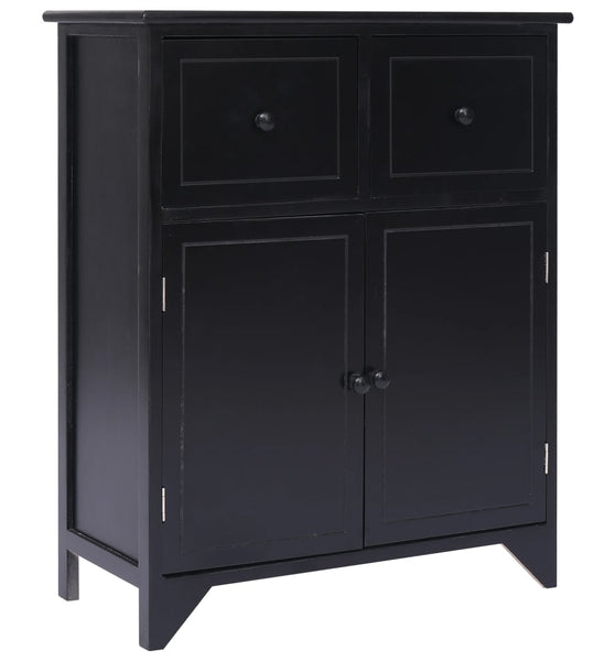 Beistellschrank 60x30x75 cm Schwarz Massivholz Paulownia