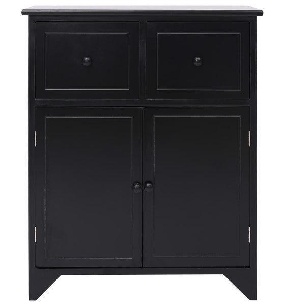 Beistellschrank 60x30x75 cm Schwarz Massivholz Paulownia