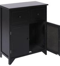 Beistellschrank 60x30x75 cm Schwarz Massivholz Paulownia