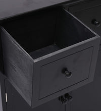 Beistellschrank 60x30x75 cm Schwarz Massivholz Paulownia