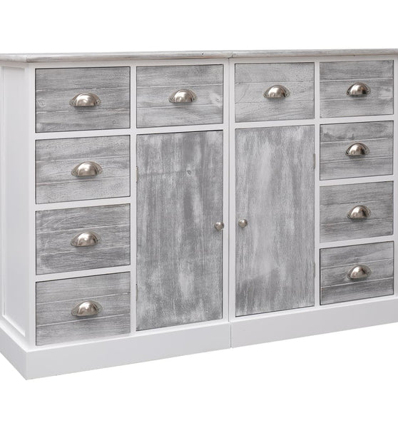 Sideboard mit 10 Schubladen Grau 113x30x79 cm Holz