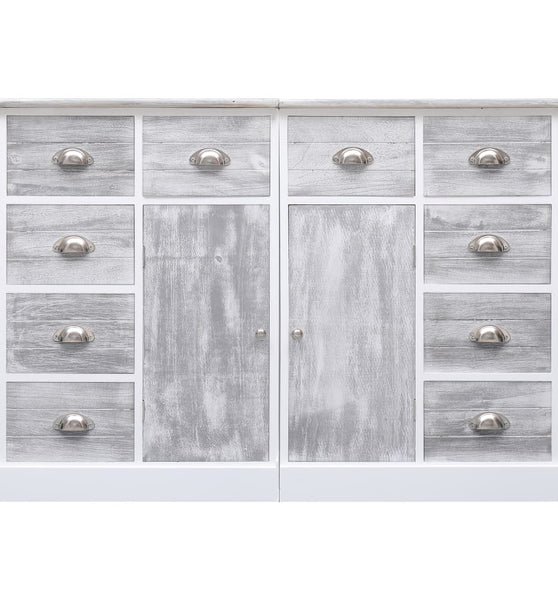 Sideboard mit 10 Schubladen Grau 113x30x79 cm Holz
