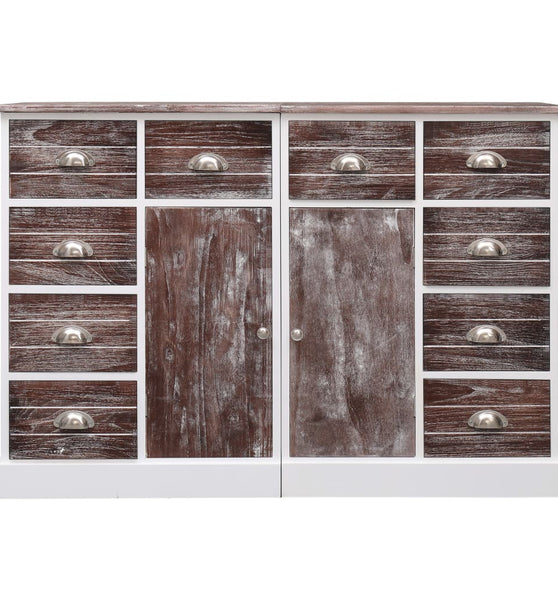 Sideboard mit 10 Schubladen Braun 113x30x79 cm Holz