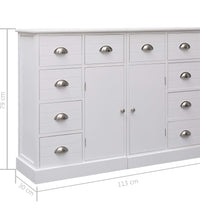 Sideboard mit 10 Schubladen Weiß 113x30x79 cm Holz