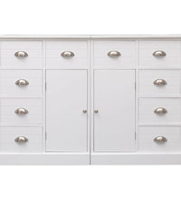 Sideboard mit 10 Schubladen Weiß 113x30x79 cm Holz