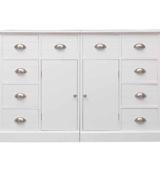 Sideboard mit 10 Schubladen Weiß 113x30x79 cm Holz