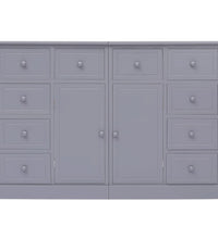 Sideboard mit 10 Schubladen Grau 113x30x79 cm Holz