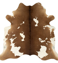 Teppich Echtes Rindsleder Braun und Weiß 150x170 cm