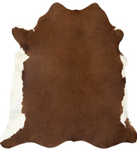 Teppich Echtes Rindsleder Braun und Weiß 150x170 cm