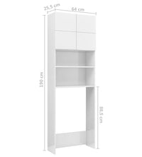 Waschmaschinenschrank Weiß 64x25,5x190 cm Holzwerkstoff