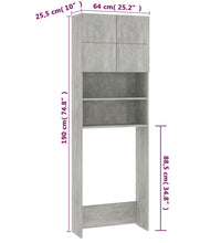 Waschmaschinenschrank Betongrau 64x25,5x190 cm Holzwerkstoff