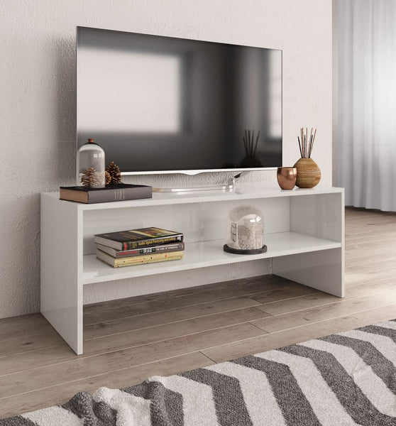 TV-Schrank Hochglanz-Weiß 100x40x40 cm Holzwerkstoff