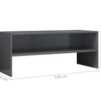 TV-Schrank Hochglanz-Grau 100x40x40 cm Holzwerkstoff