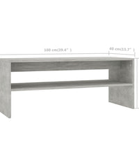 Couchtisch Betongrau 100x40x40 cm Holzwerkstoff