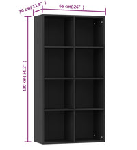 Bücherregal/Sideboard Schwarz 66×30×130 cm Holzwerkstoff