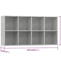 Bücherregal/Sideboard Betongrau 66×30×130 cm Holzwerkstoff
