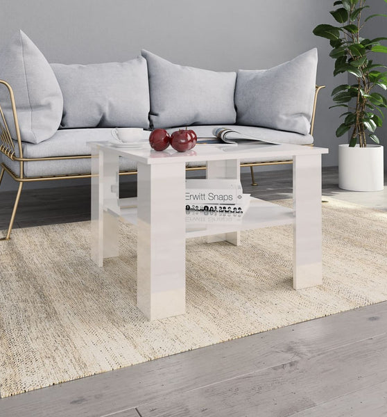 Couchtisch Hochglanz-Weiß 60x60x42 cm Holzwerkstoff