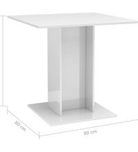 Esstisch Hochglanz-Weiß 80x80x75 cm Holzwerkstoff