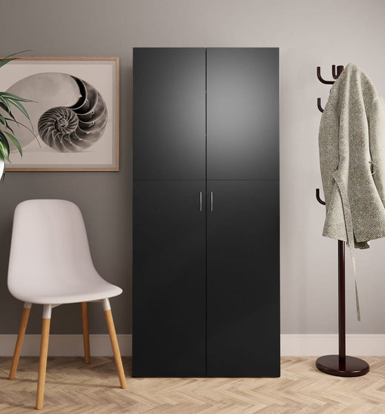 Schuhschrank Schwarz 80x35,5x180 cm Holzwerkstoff