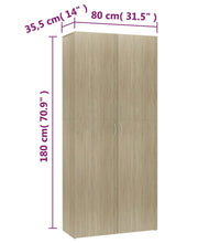 Schuhschrank Sonoma-Eiche 80x35,5x180 cm Holzwerkstoff