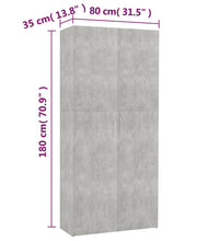 Schuhschrank Betongrau 80x35,5x180 cm Holzwerkstoff
