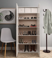 Schuhschrank Hochglanz-Weiß 80x35,5x180 cm Holzwerkstoff