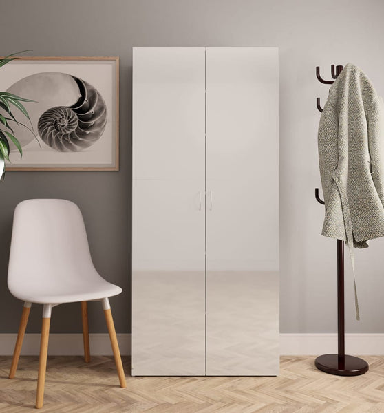 Schuhschrank Hochglanz-Weiß 80x35,5x180 cm Holzwerkstoff