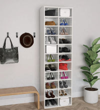 Schuhschrank Hochglanz-Weiß 54x34x183 cm Holzwerkstoff