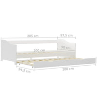 Ausziehsofa Bettgestell Weiß Kiefernholz 90×200 cm