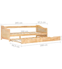 Ausziehsofa Bettgestell Kiefernholz 90×200 cm