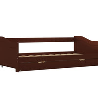 Ausziehsofa Bettgestell Dunkelbraun Kiefernholz 90×200 cm