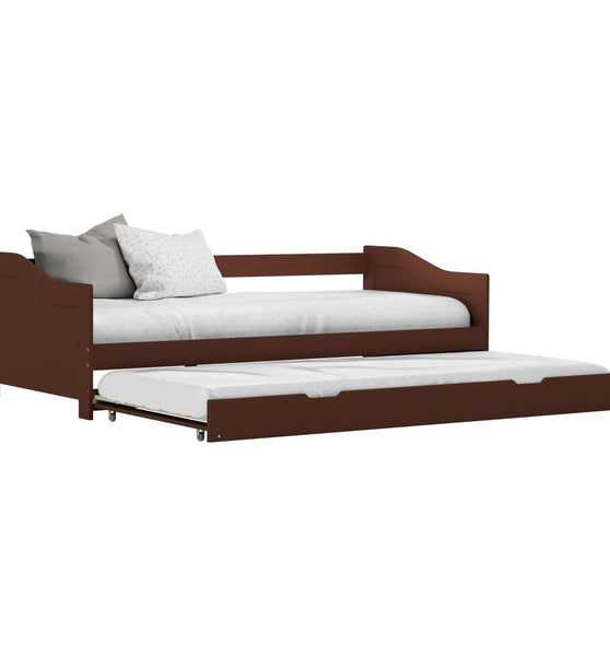 Ausziehsofa Bettgestell Dunkelbraun Kiefernholz 90×200 cm
