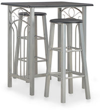 3-tlg. Bar-Set Holz und Stahl Schwarz