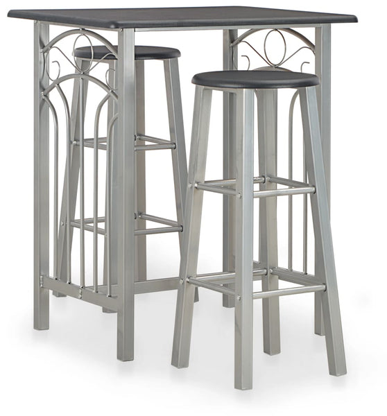 3-tlg. Bar-Set Holz und Stahl Schwarz