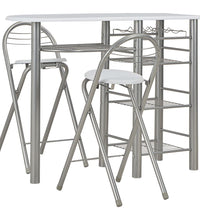 3-tlg. Bar-Set mit Regalen Holz und Stahl Weiß