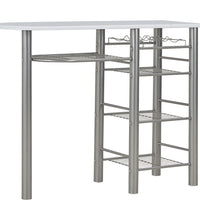 3-tlg. Bar-Set mit Regalen Holz und Stahl Weiß