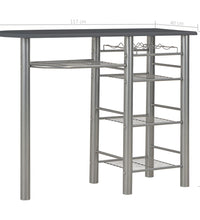 3-tlg. Bar-Set mit Regalen Holz und Stahl Schwarz