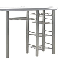 3-tlg. Bar-Set mit Regalen Holz und Stahl Grau