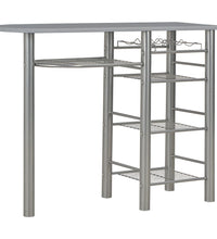 3-tlg. Bar-Set mit Regalen Holz und Stahl Grau