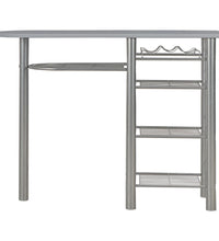 3-tlg. Bar-Set mit Regalen Holz und Stahl Grau