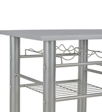 3-tlg. Bar-Set mit Regalen Holz und Stahl Grau
