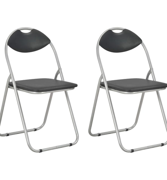 Klappbare Esszimmerstühle 2 Stk. Schwarz Kunstleder