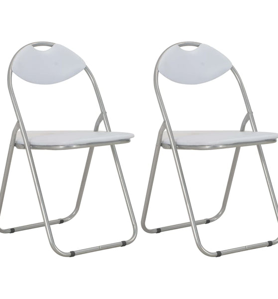 Klappbare Esszimmerstühle 2 Stk. Weiß Kunstleder