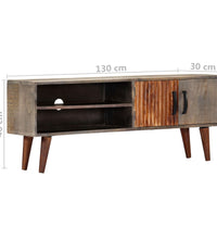 TV-Schrank Grau 130x30x46 cm Raues Mango-Massivholz