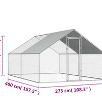 Outdoor-Hühnerkäfig 2,75x4x1,92 m Verzinkter Stahl